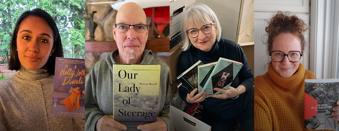 various authors holding their books